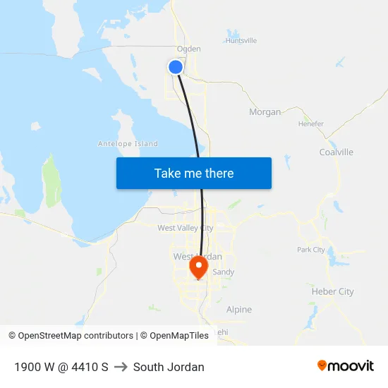 1900 W @ 4410 S to South Jordan map