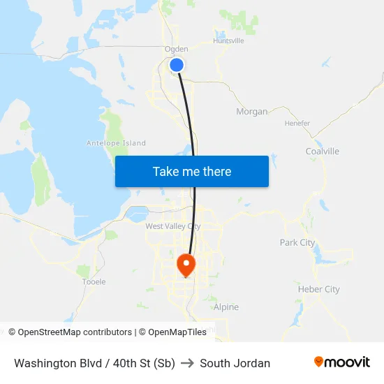 Washington Blvd / 40th St (Sb) to South Jordan map