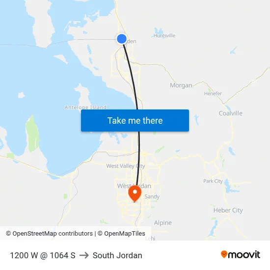 1200 W @ 1064 S to South Jordan map