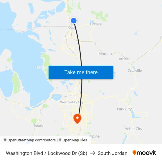 Washington Blvd / Lockwood Dr (Sb) to South Jordan map