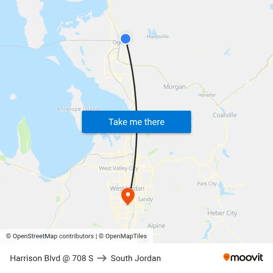 Harrison Blvd @ 708 S to South Jordan map