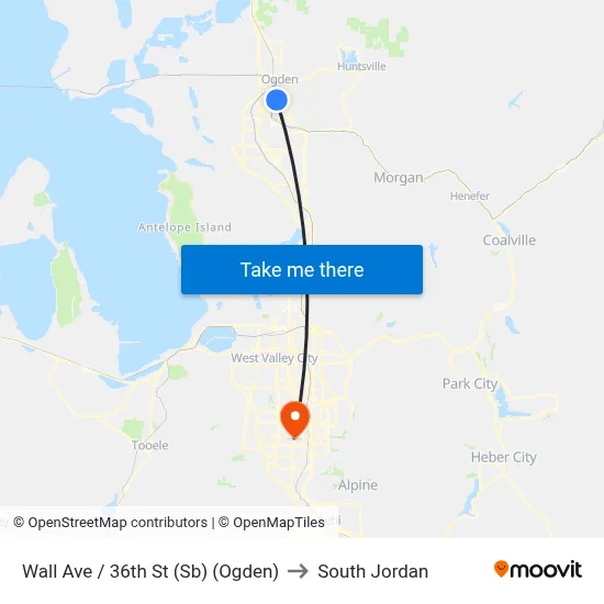 Wall Ave / 36th St (Sb) (Ogden) to South Jordan map