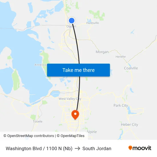 Washington Blvd / 1100 N (Nb) to South Jordan map