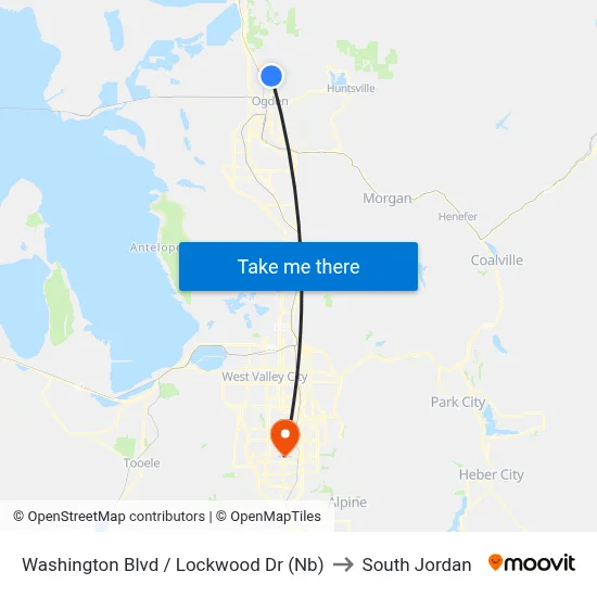 Washington Blvd / Lockwood Dr (Nb) to South Jordan map