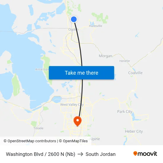 Washington Blvd / 2600 N (Nb) to South Jordan map