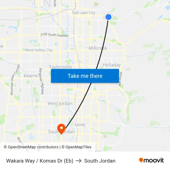 Wakara Way / Komas Dr (Eb) to South Jordan map