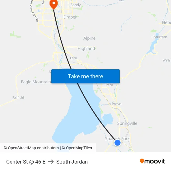 Center St @ 46 E to South Jordan map