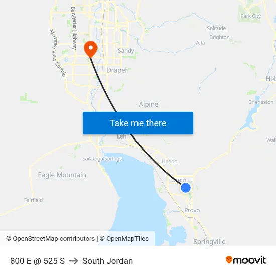 800 E @ 525 S to South Jordan map