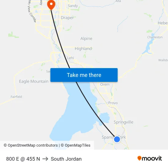 800 E @ 455 N to South Jordan map