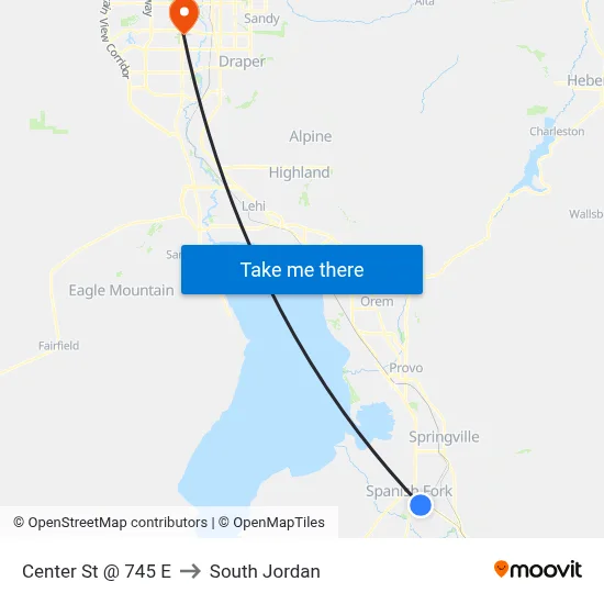 Center St @ 745 E to South Jordan map