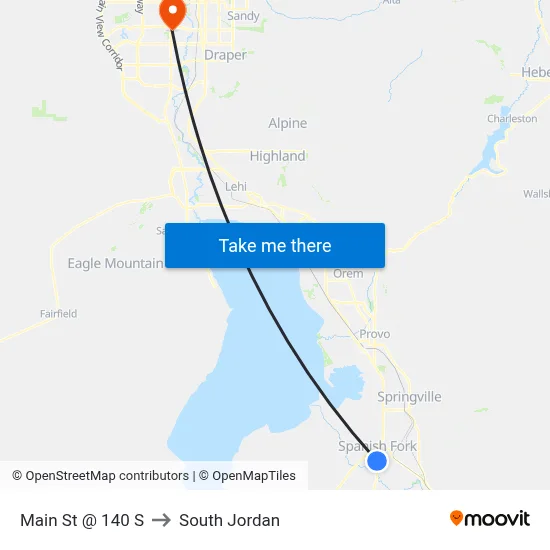 Main St @ 140 S to South Jordan map
