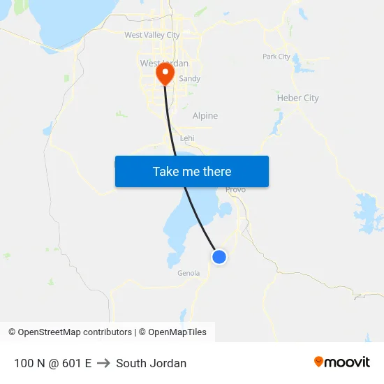 100 N @ 601 E to South Jordan map
