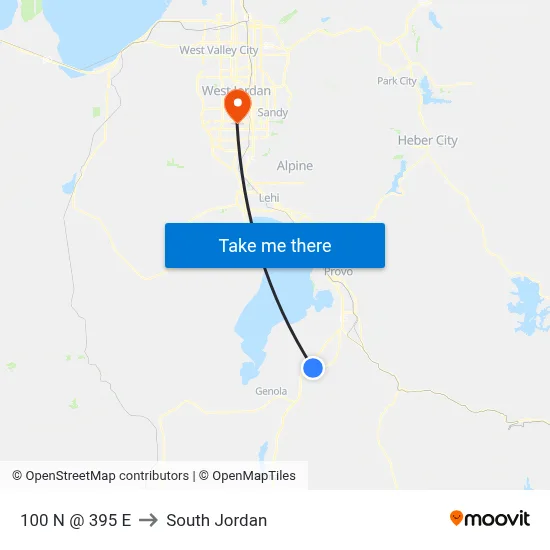 100 N @ 395 E to South Jordan map