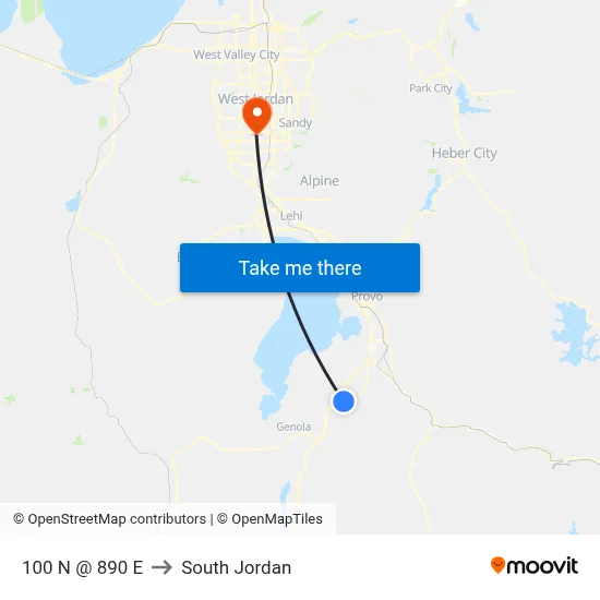 100 N @ 890 E to South Jordan map