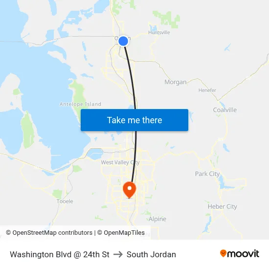 Washington Blvd @ 24th St to South Jordan map