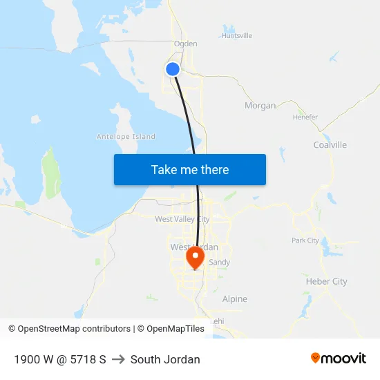 1900 W @ 5718 S to South Jordan map