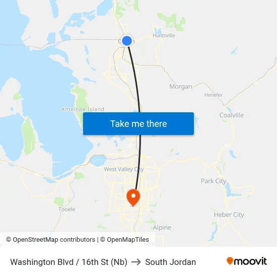 Washington Blvd / 16th St (Nb) to South Jordan map