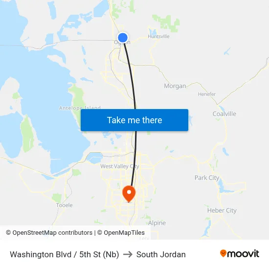 Washington Blvd / 5th St (Nb) to South Jordan map