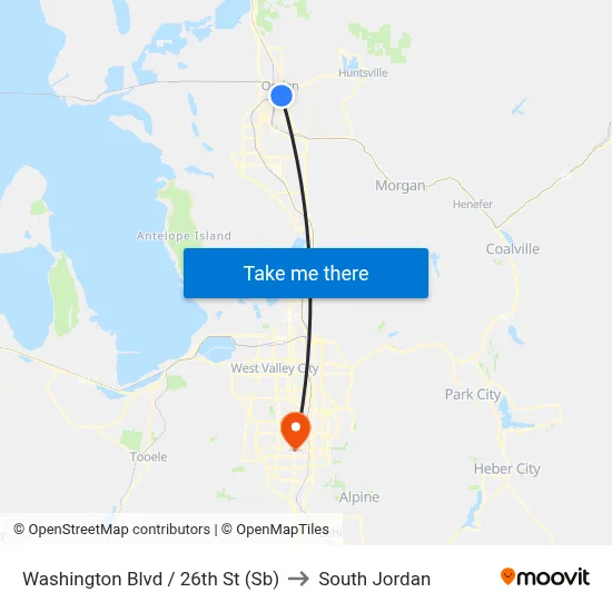 Washington Blvd / 26th St (Sb) to South Jordan map