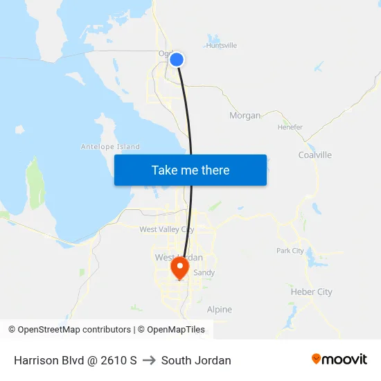 Harrison Blvd @ 2610 S to South Jordan map