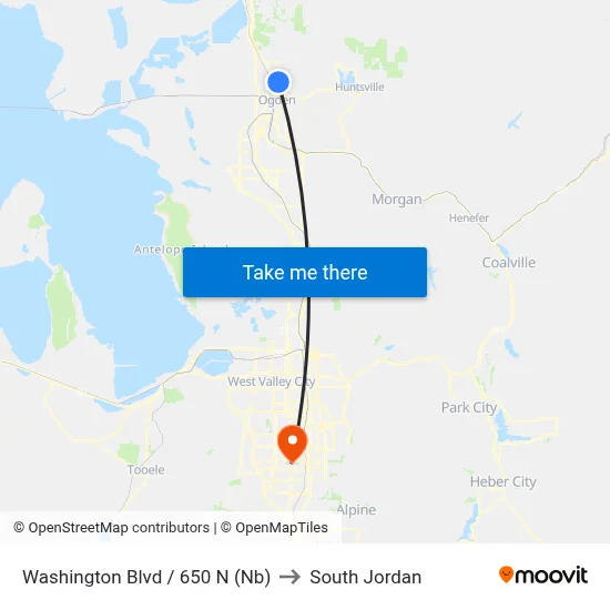 Washington Blvd / 650 N (Nb) to South Jordan map