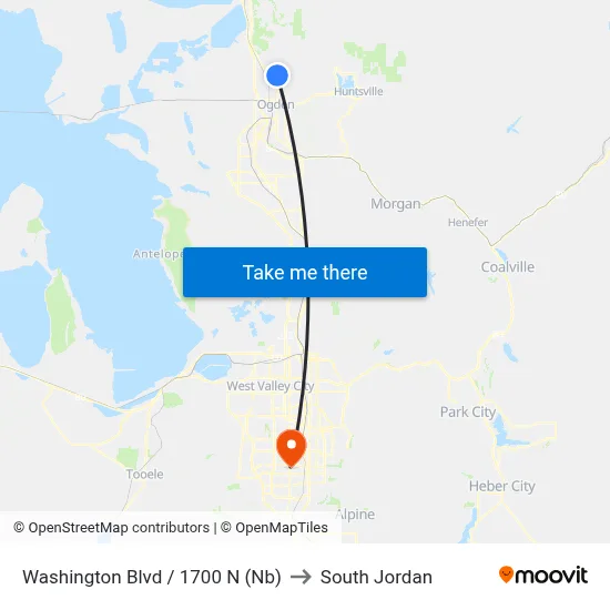 Washington Blvd / 1700 N (Nb) to South Jordan map