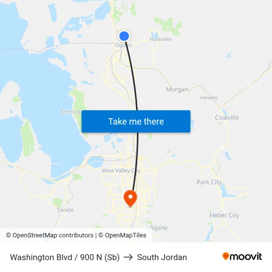 Washington Blvd / 900 N (Sb) to South Jordan map
