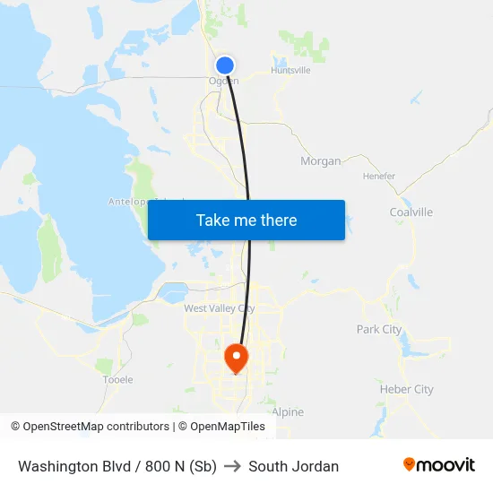 Washington Blvd / 800 N (Sb) to South Jordan map