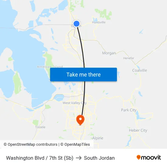 Washington Blvd / 7th St (Sb) to South Jordan map