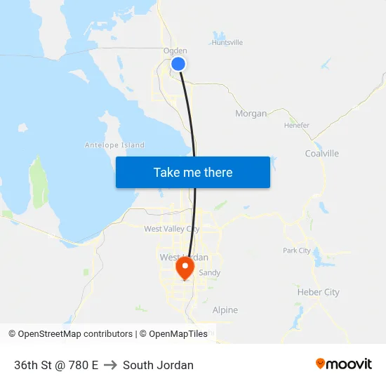 36th St @ 780 E to South Jordan map