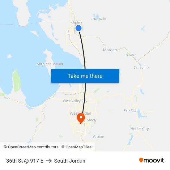 36th St @ 917 E to South Jordan map