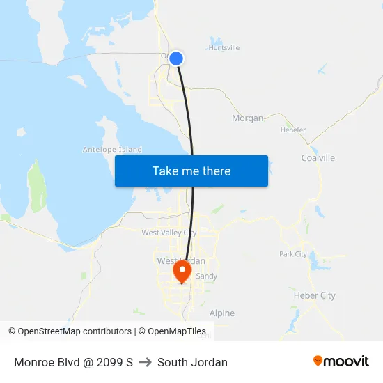 Monroe Blvd @ 2099 S to South Jordan map
