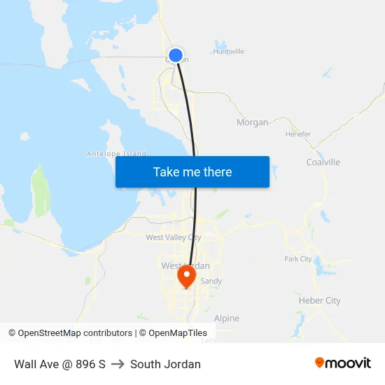 Wall Ave @ 896 S to South Jordan map