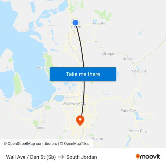 Wall Ave / Dan St (Sb) to South Jordan map
