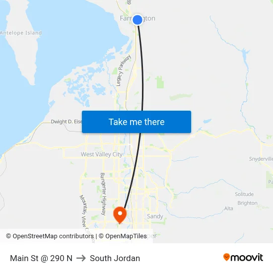 Main St @ 290 N to South Jordan map