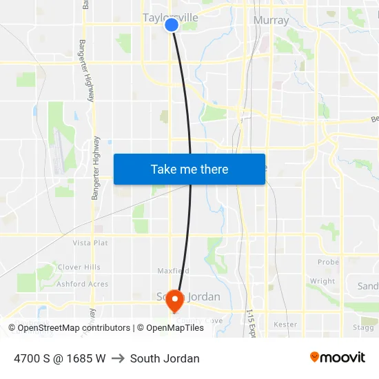 4700 S @ 1685 W to South Jordan map