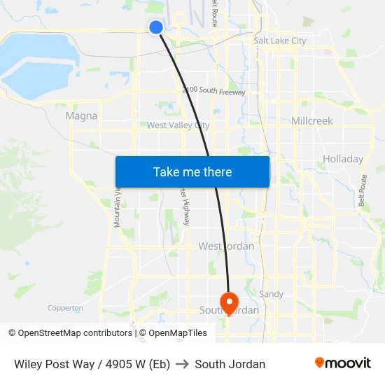 Wiley Post Way / 4905 W (Eb) to South Jordan map