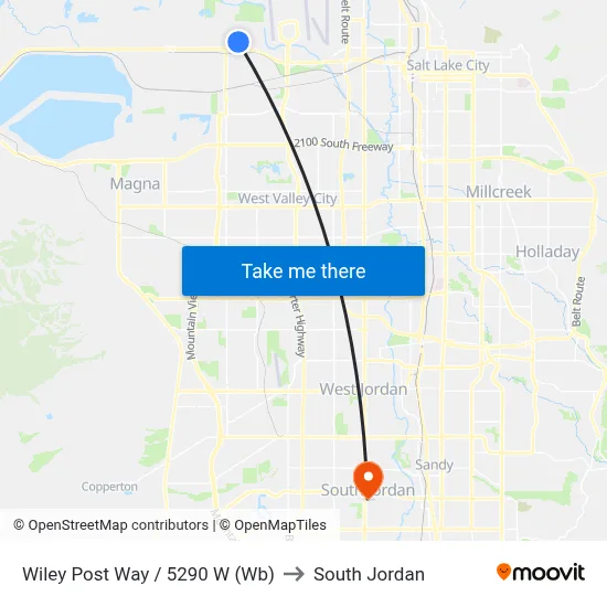 Wiley Post Way / 5290 W (Wb) to South Jordan map