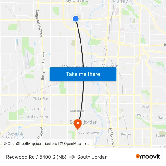 Redwood Rd / 5400 S (Nb) to South Jordan map