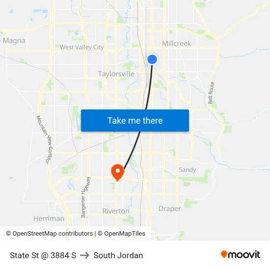 State St @ 3884 S to South Jordan map