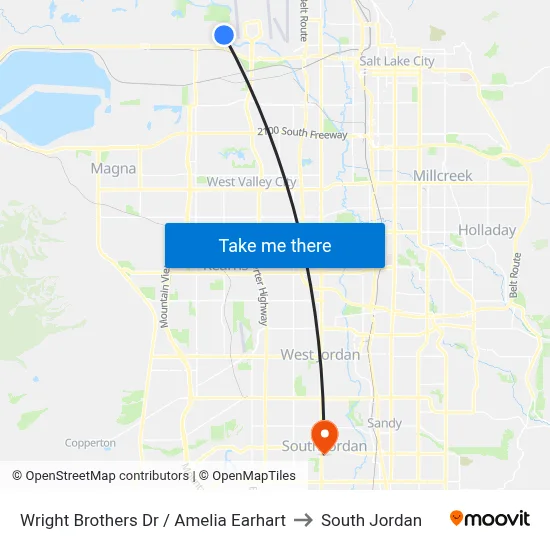 Wright Brothers Dr / Amelia Earhart to South Jordan map