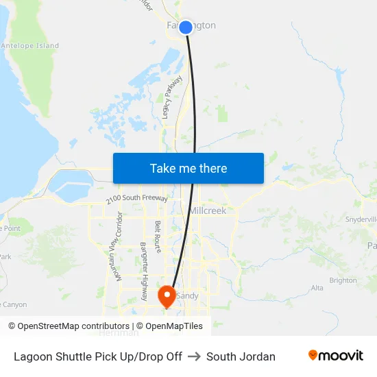 Lagoon Shuttle Pick Up/Drop Off to South Jordan map