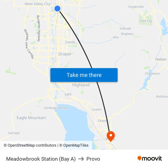 Meadowbrook Station (Bay A) to Provo map