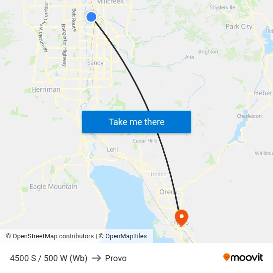 4500 S / 500 W (Wb) to Provo map