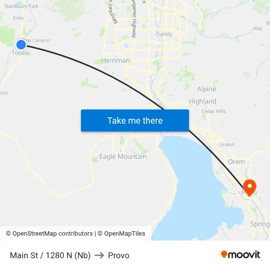 Main St / 1280 N (Nb) to Provo map