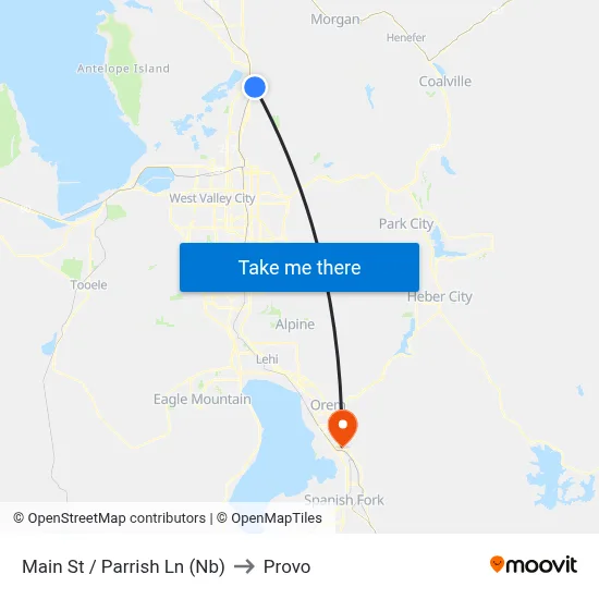 Main St / Parrish Ln (Nb) to Provo map