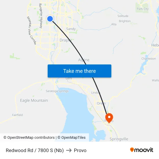 Redwood Rd / 7800 S (Nb) to Provo map