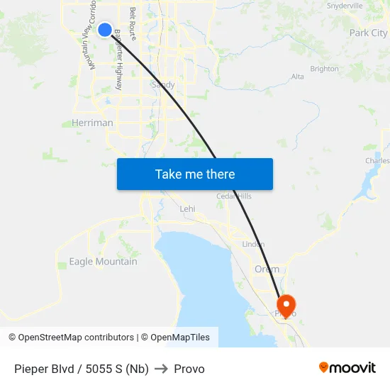 Pieper Blvd / 5055 S (Nb) to Provo map