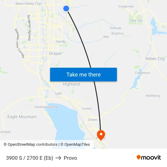 3900 S / 2700 E (Eb) to Provo map