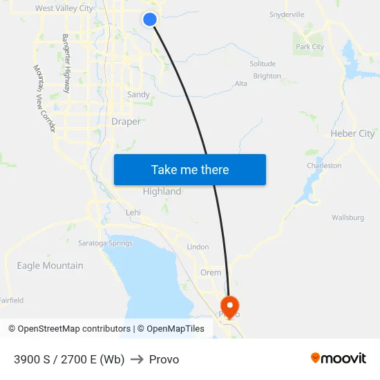 3900 S / 2700 E (Wb) to Provo map